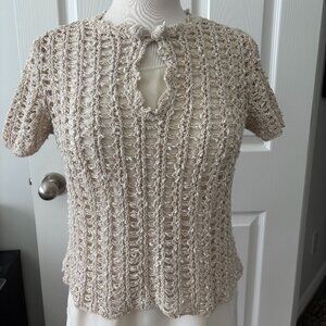 Winter Sale!! Vintage Pure Irish Linen Hand Loomed Top M